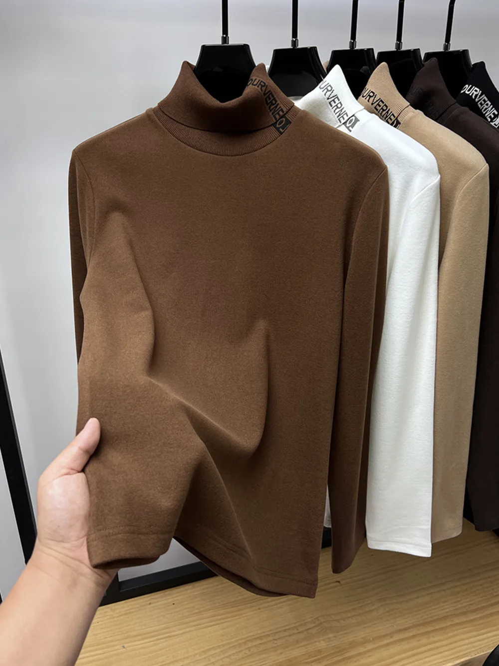 Men's Plus Size Turtleneck Long Sleeve Top, image 2