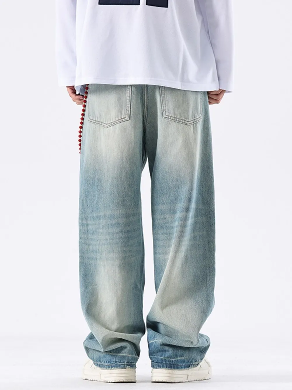 Men's Distressed Wide Leg Jeans, image 4