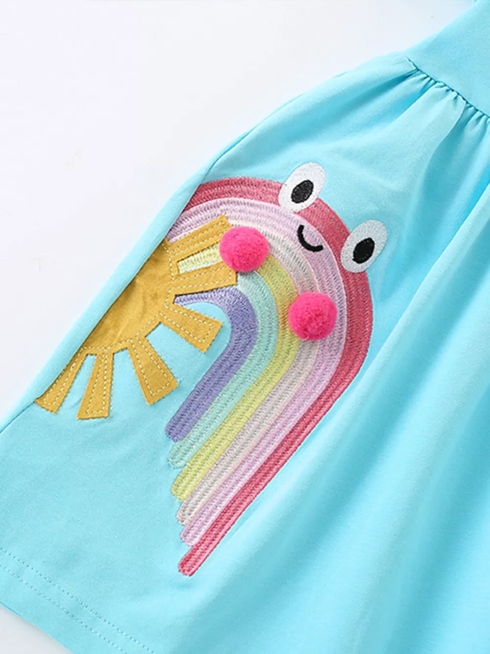 Children's Cute Rainbow Frog Embroidered Dress, image 3