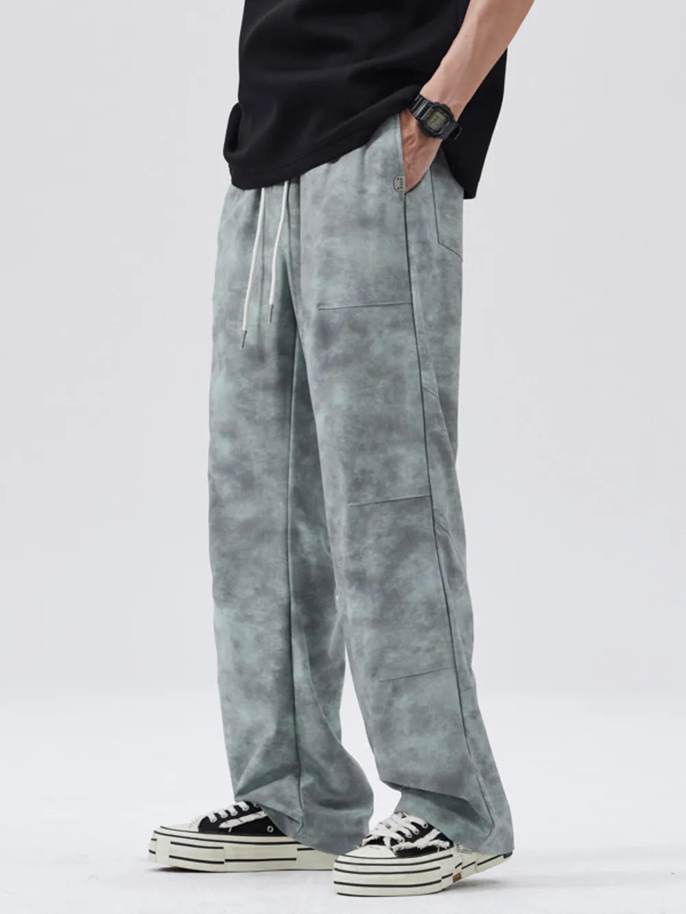 Men's Full Size Relaxed Fit Tie-Dye Wide Leg Cargo Pants Plus Size, image 2
