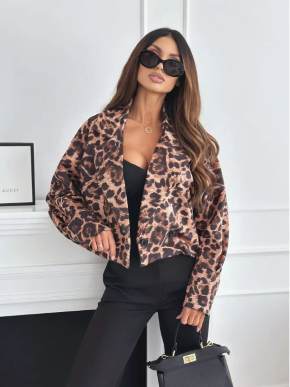 Leopard Print Cropped Blazer, image 8