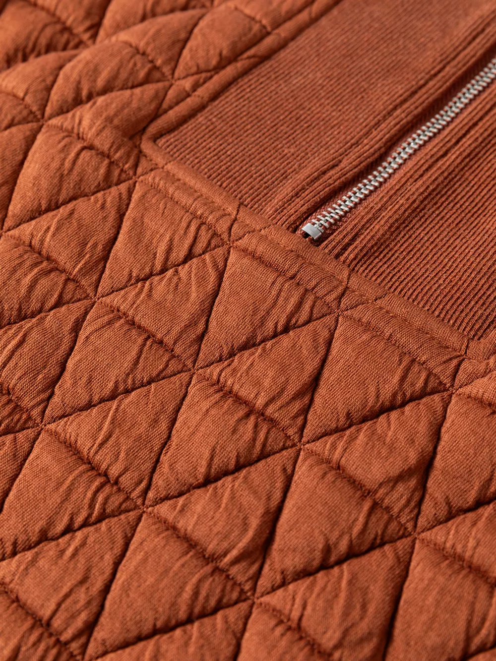 Geometric Quilted Half Zipped Loose Sweatshirt, image 4