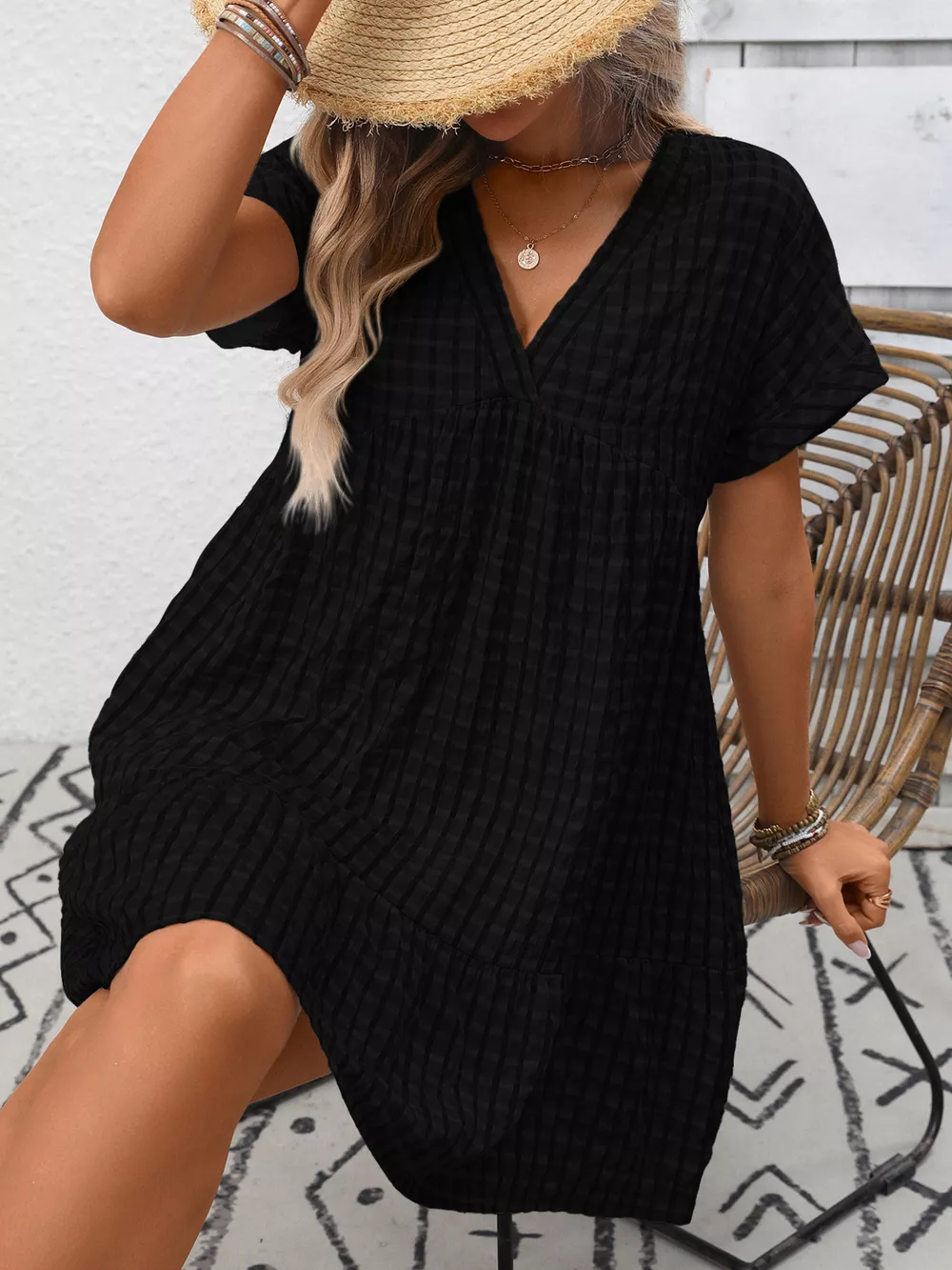 Plaid V-Neck Ruffle Hem Mini Dress, image 20
