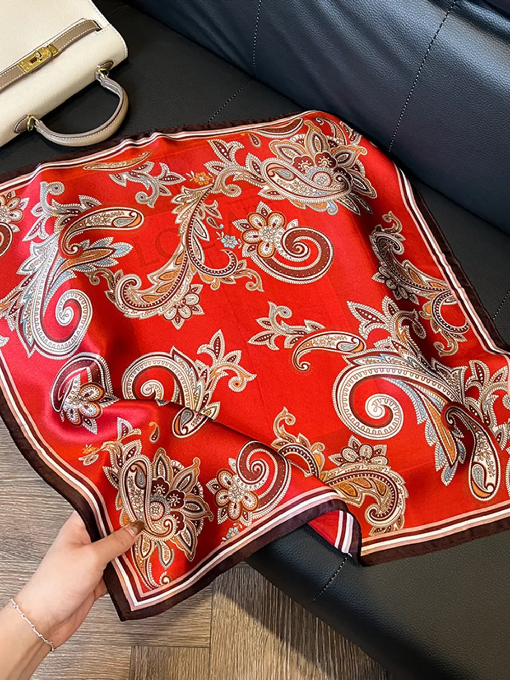 Vintage Paisley Silk Scarf, image 7