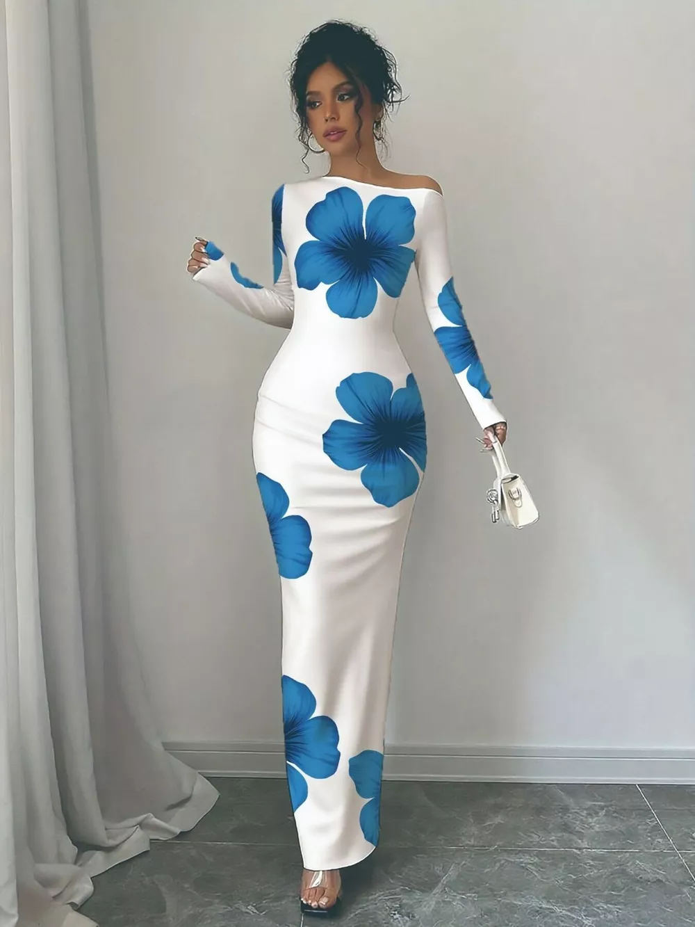 Floral Print One Shoulder Maxi Dress, image 16