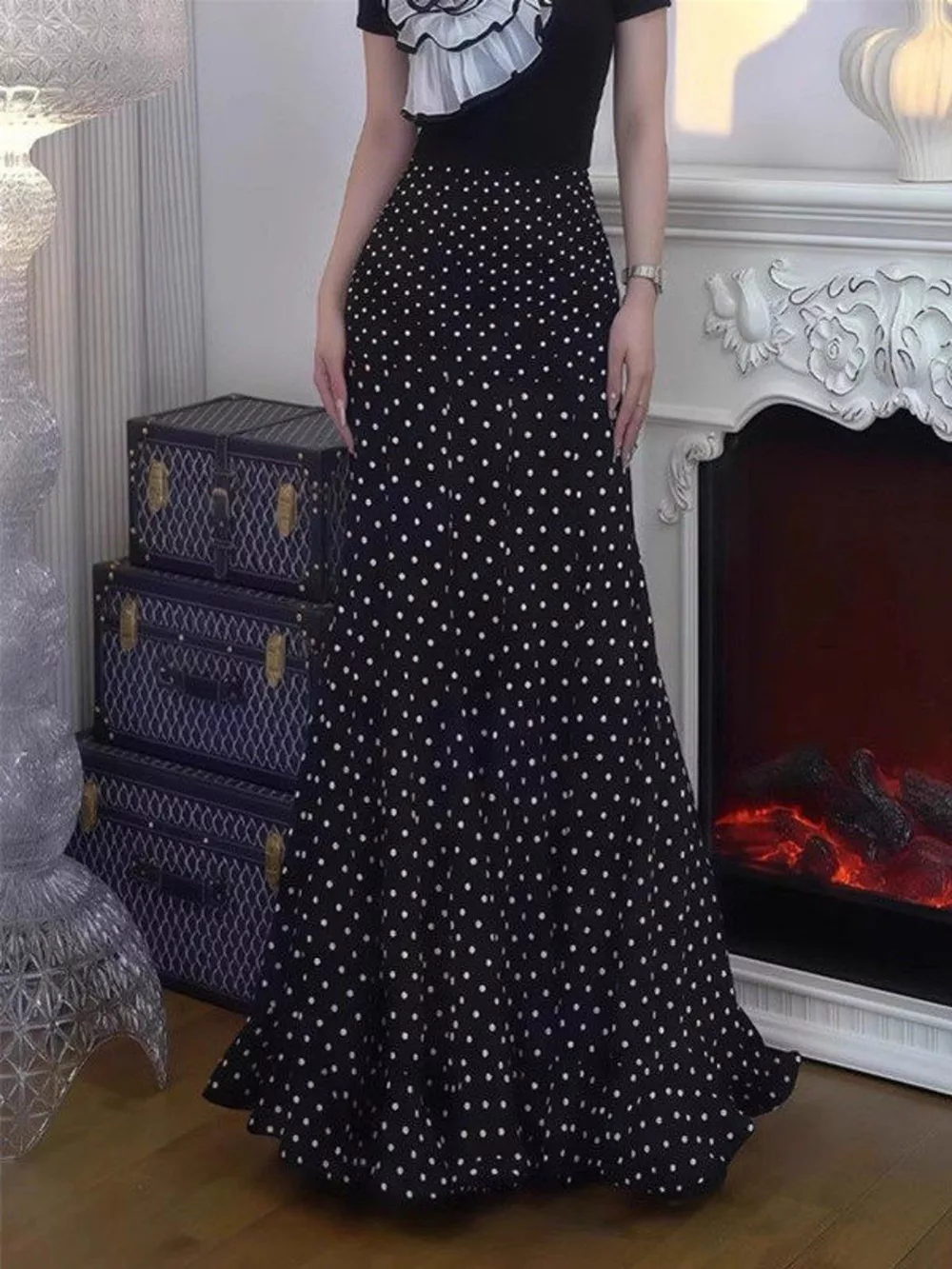 Polka Dot Mermaid Maxi Skirt, image 11