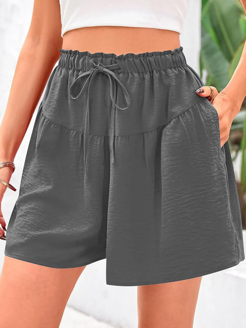 Full Size Casual Drawstring High Waist Relaxed Shorts Plus Size, image 14
