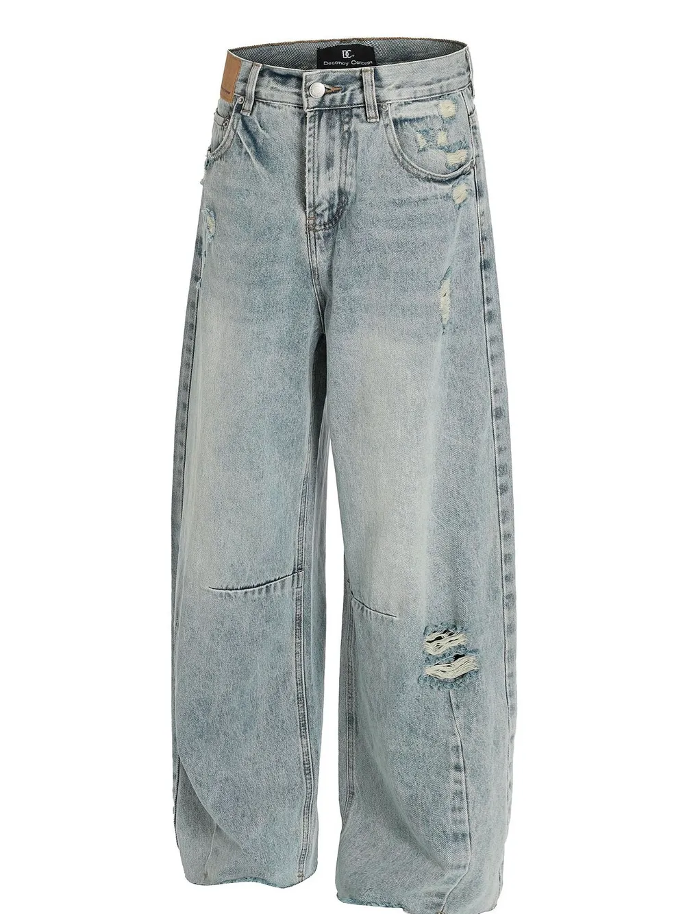 Men's Washed Distressed Curved Jeans