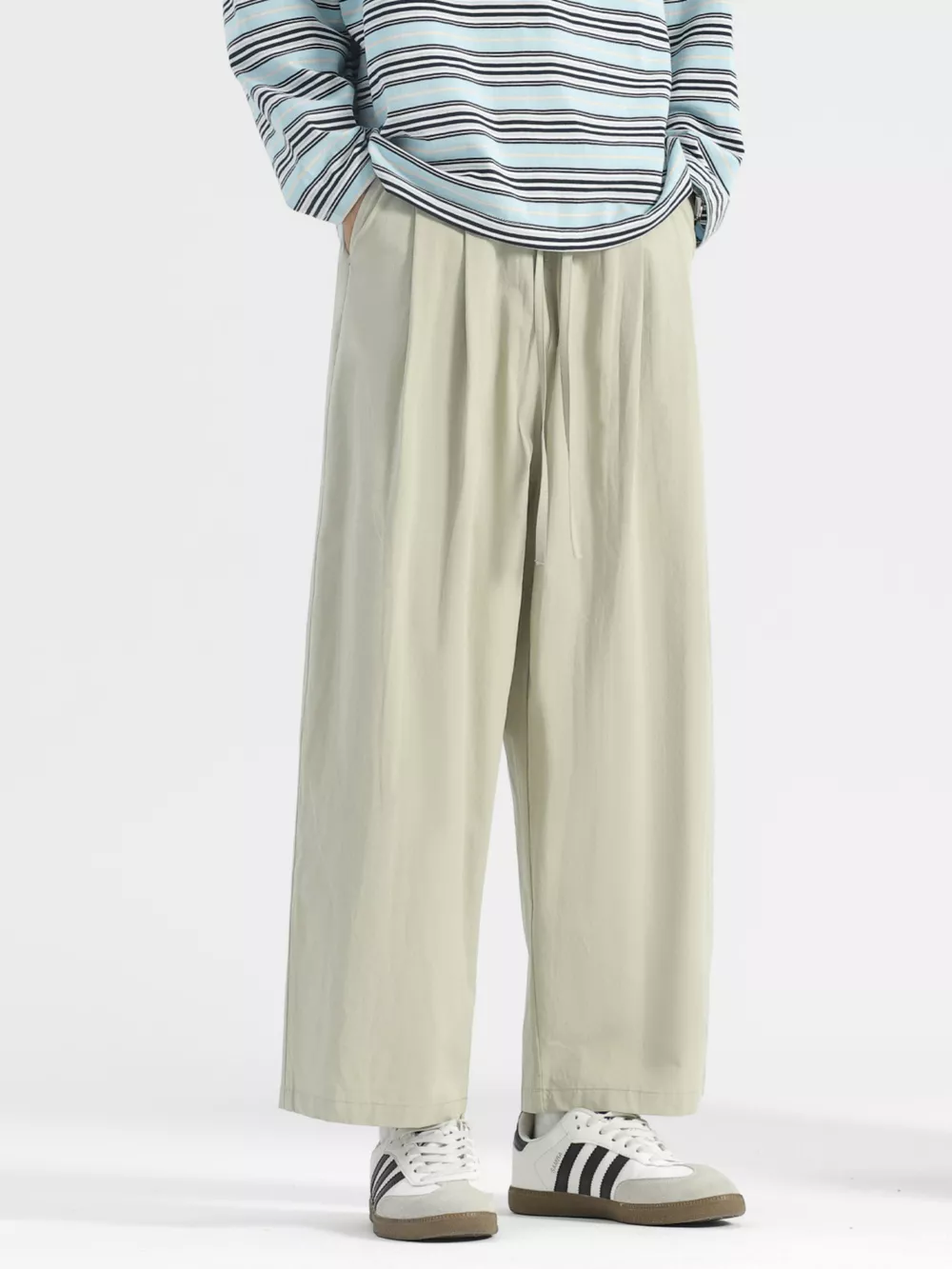 Men's Plus Size Wide Leg Drawstring Casual Pants, image 4
