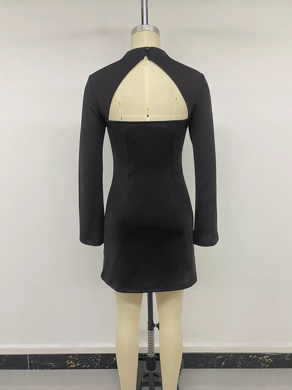 Cutout Back Long Sleeve Bodycon Mini Dress, image 13