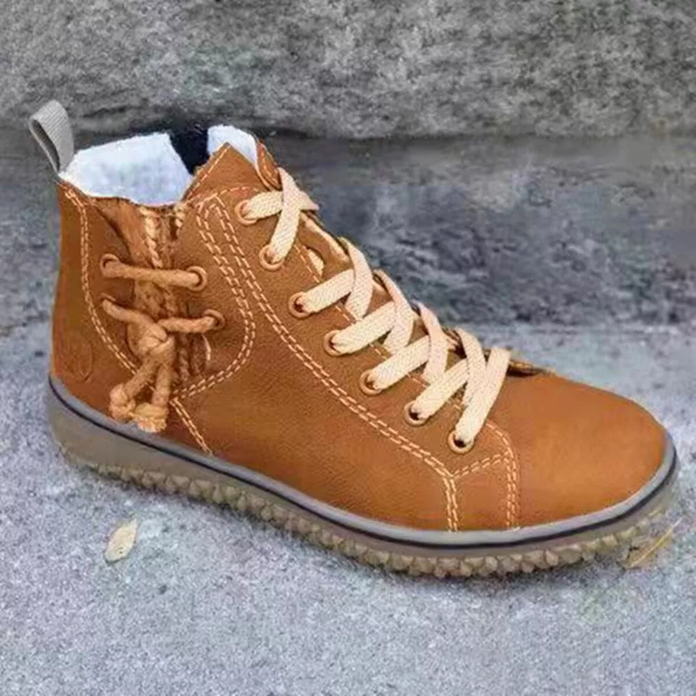 Faux Suede Lace-Up Ankle Boots with Warm Fleece Lining, image 7