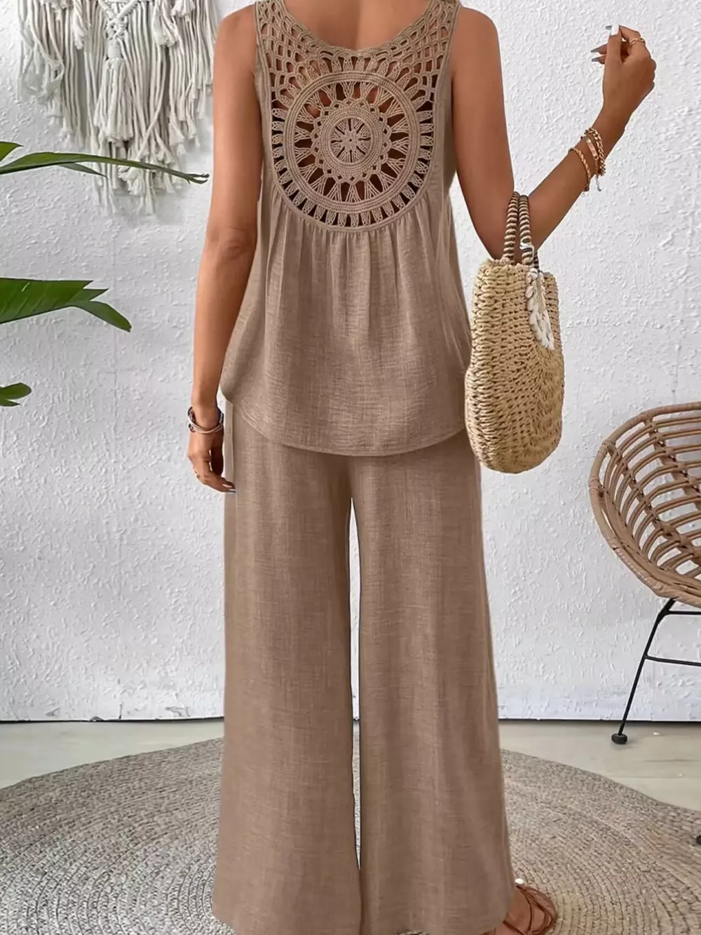 Round Neck Tank and Pants Set, image 12