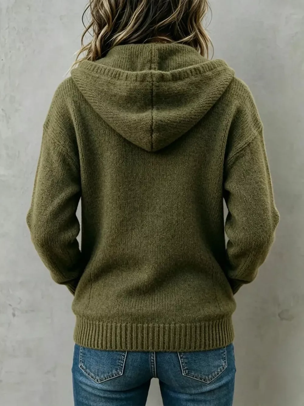 Hooded Button-Down Knit Cardigan, image 2