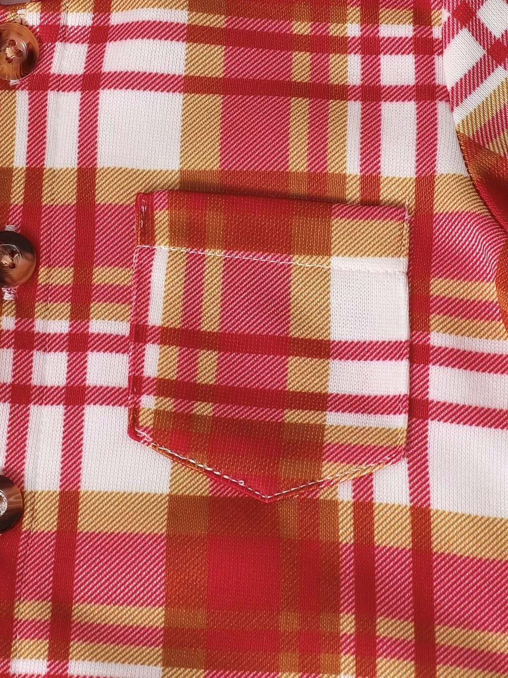 Children's Plaid Button Up Hooded Top & Pants Set, image 3