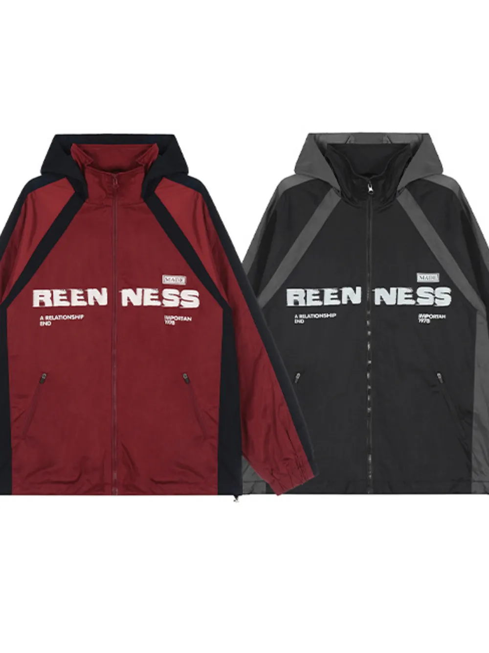 Men's Letter Zip Up Hooded Windbreaker Jacket, image 3