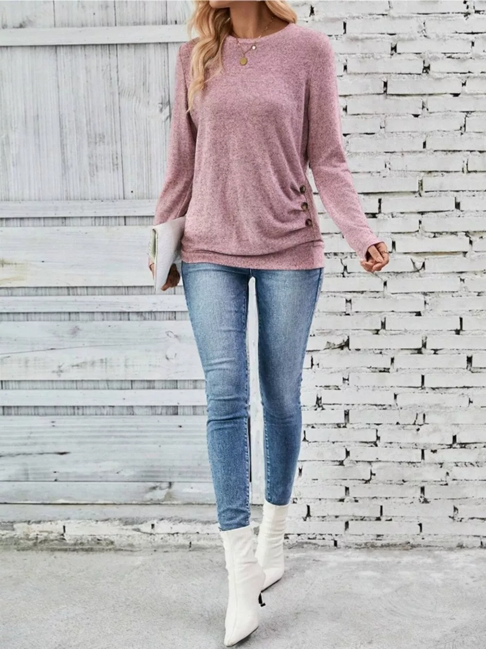 Casual Decor Button Long Sleeve T-Shirt, image 5