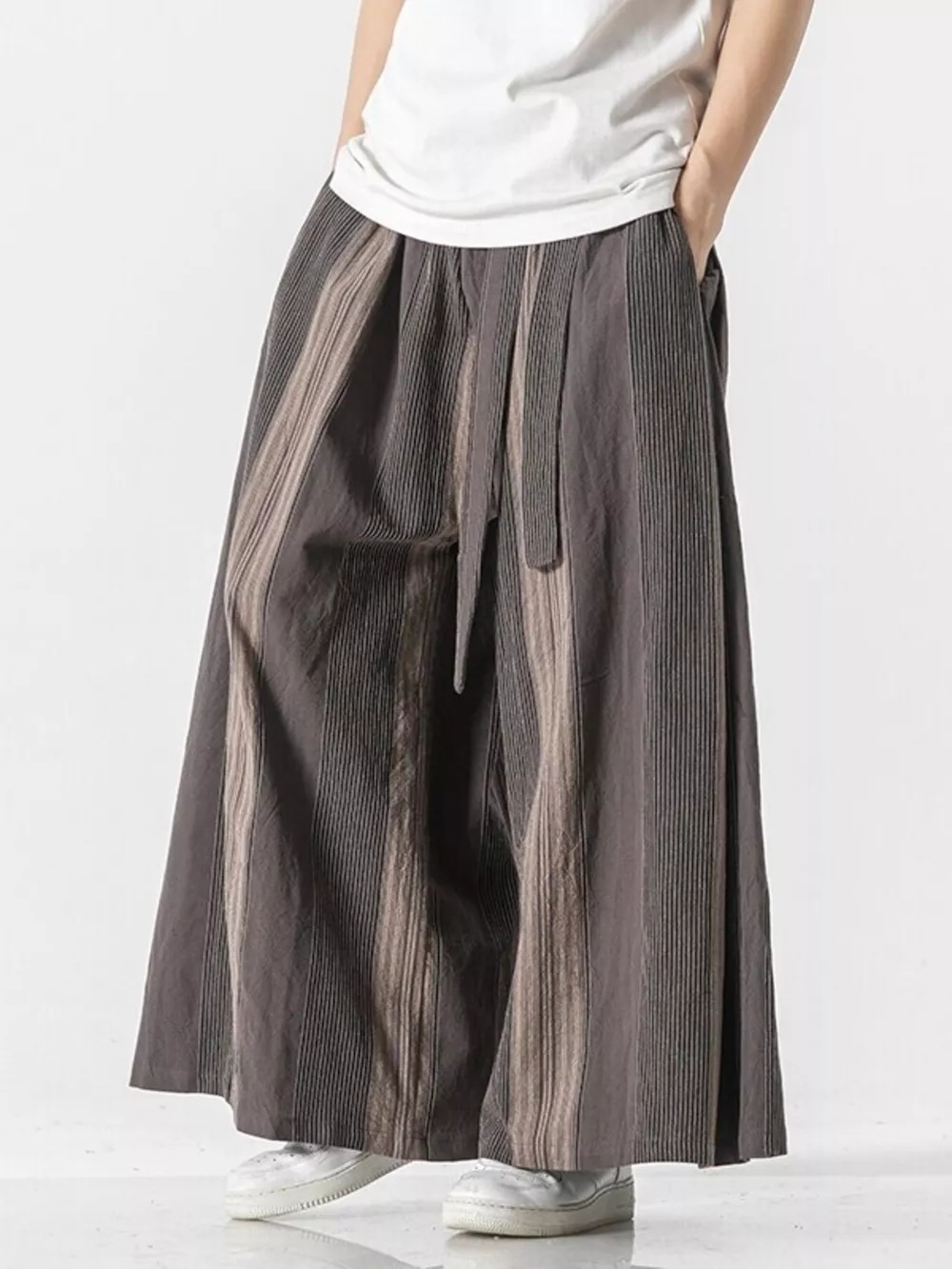 Men's Plus Size Striped Wide Leg Casual Pants