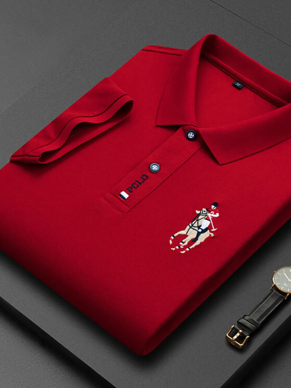Men's Plus Size Classic Embroidered Short Sleeve Polo Shirt, image 12
