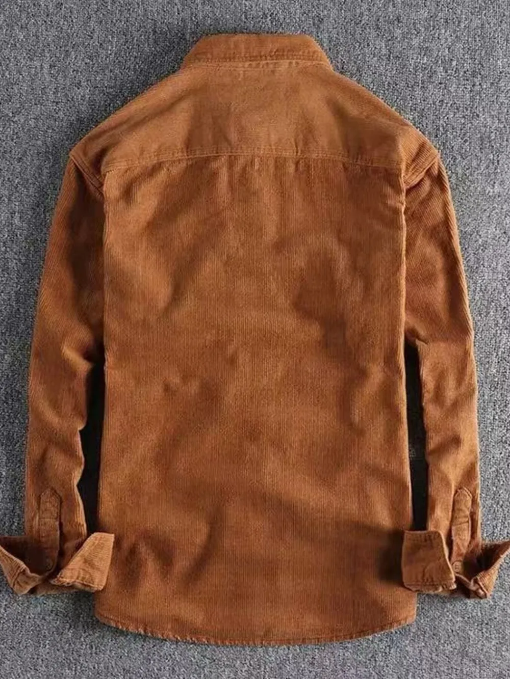 Men's Plus Size Corduroy Long Sleeve Button Up Shirt, image 3