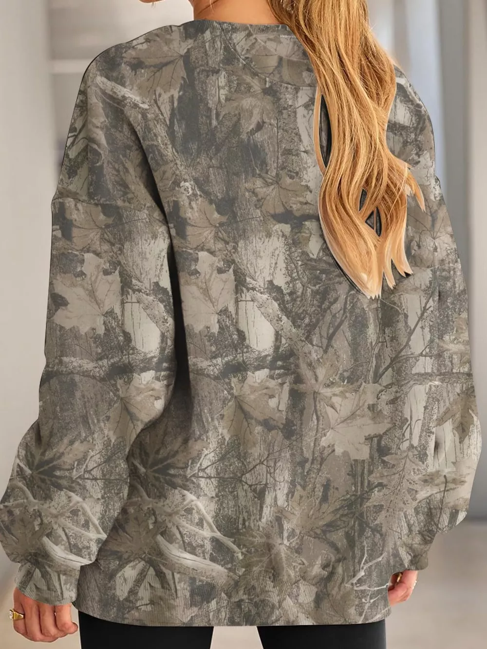 Oversized Printed Crew Neck Sweatshirt, image 10
