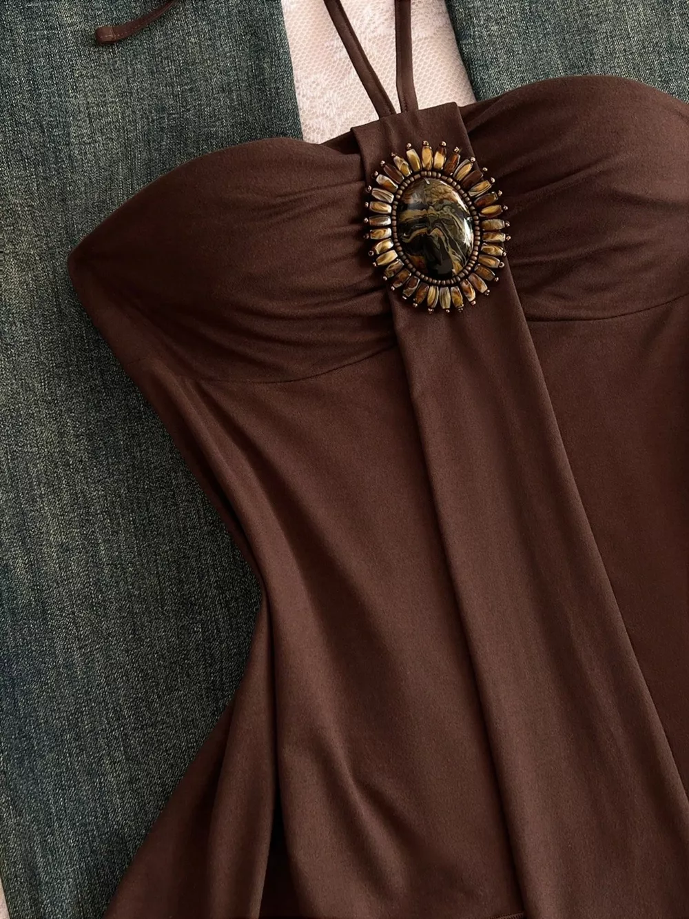 Embellished Front Halter Neck Cami, image 7