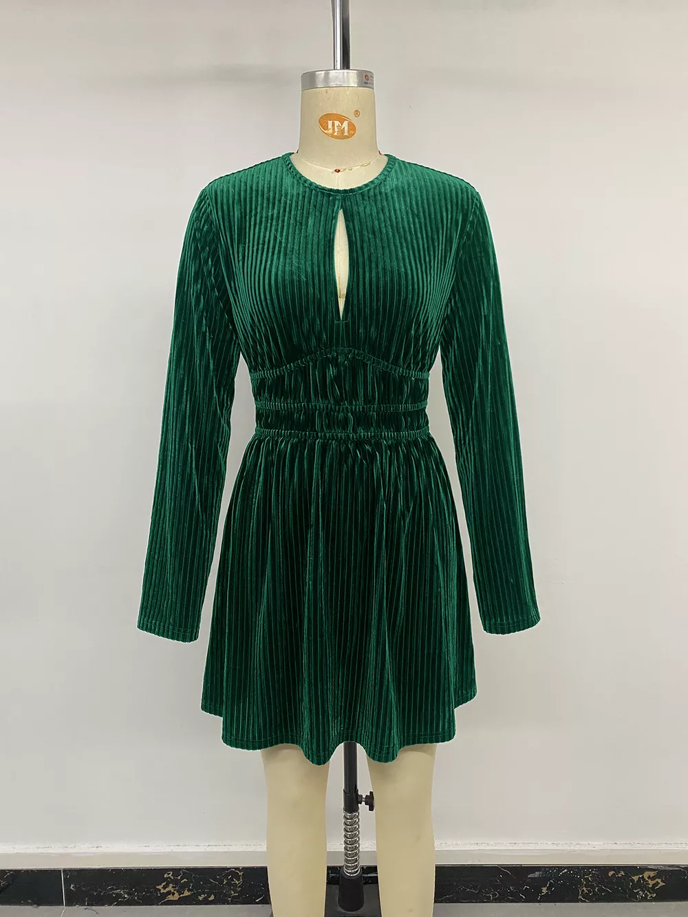 Ribbed Keyhole Long Sleeve Mini Dress, image 7