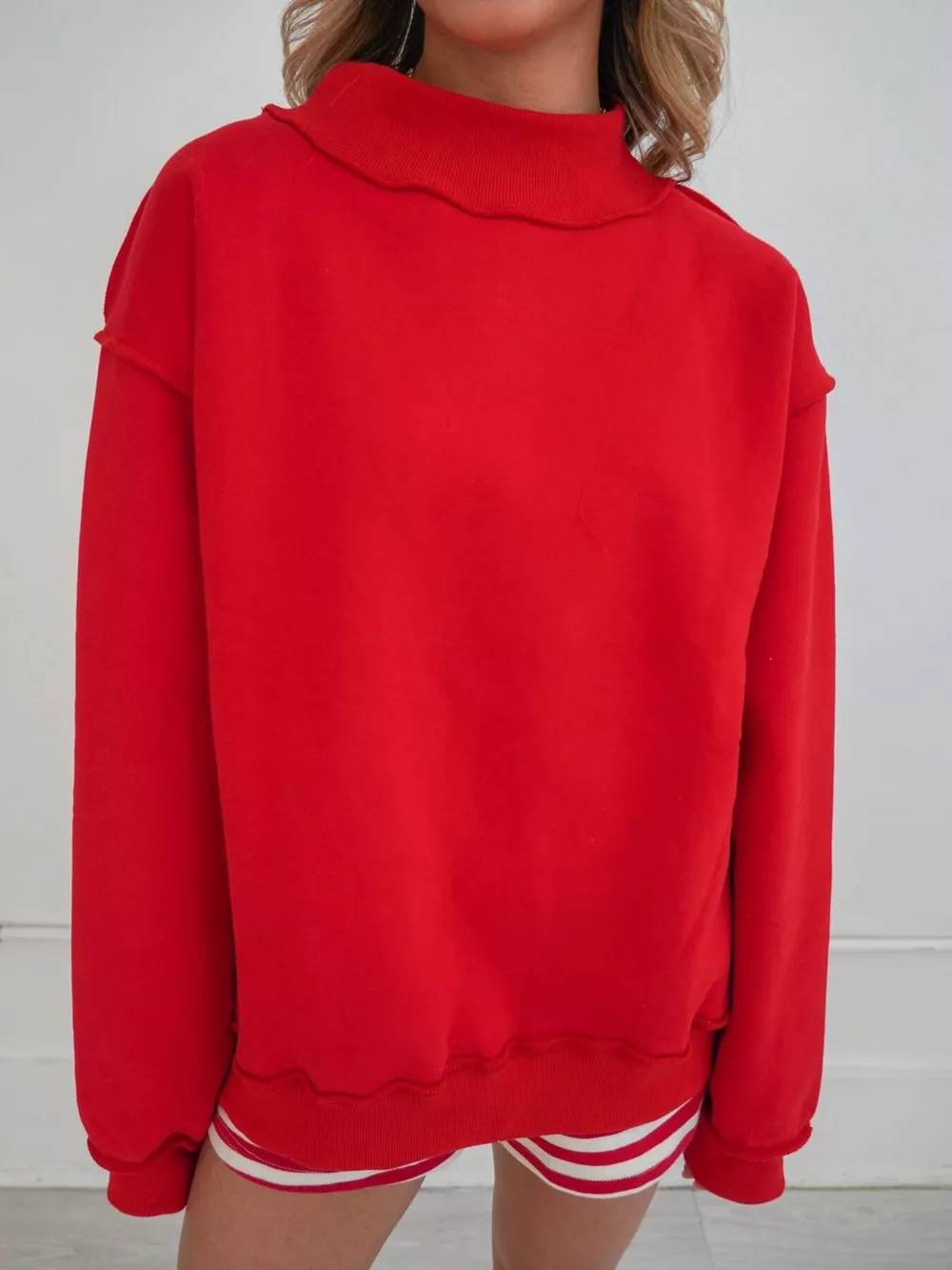 Mock Neck Dropped Shoulder Sweatshirt, image 8