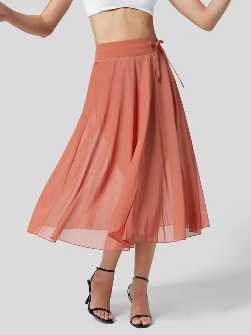 Slit Flowy Skirt with Shorts Liner, image 13