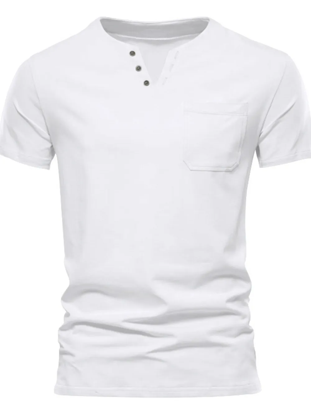 Men's Full Size Notched Henley T-Shirt with Chest Pocket Plus Size, image 2