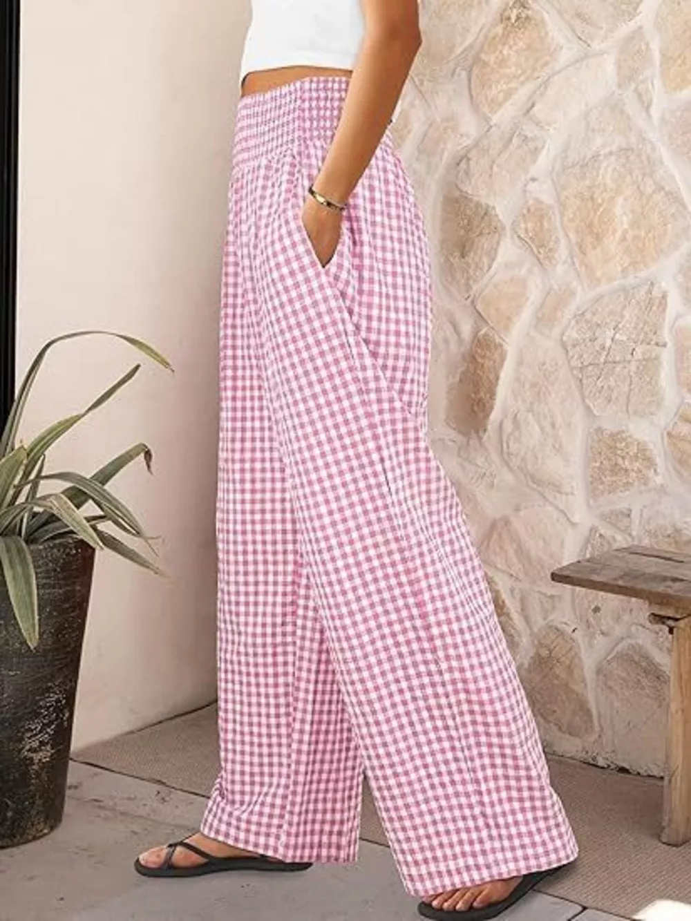Gingham Wide-Leg Pants, image 7