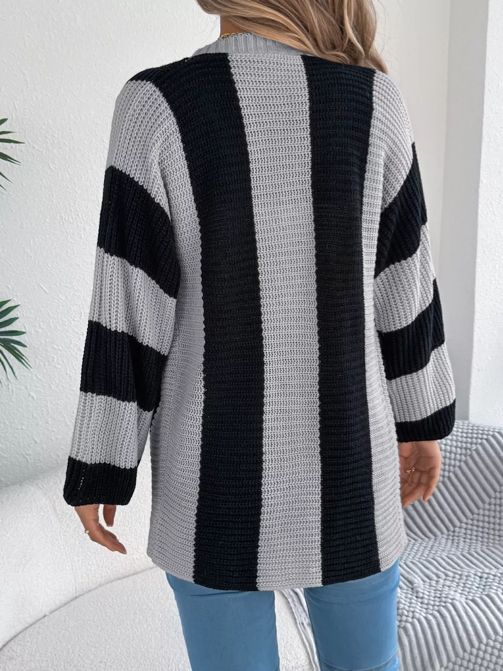 Color Block Button-Up Cardigan, image 8