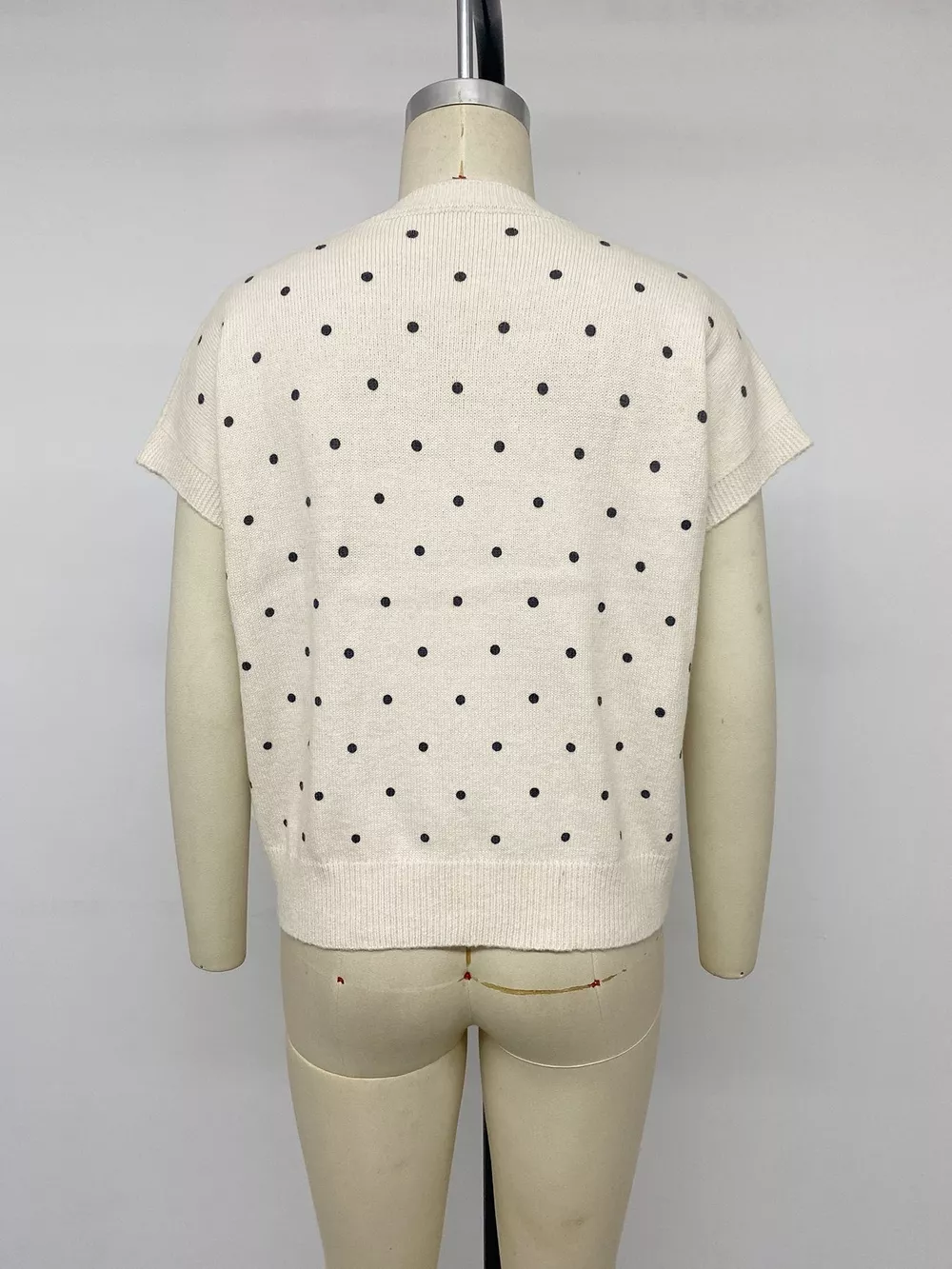 Polka Dot Short Sleeve Knit Sweater, image 8