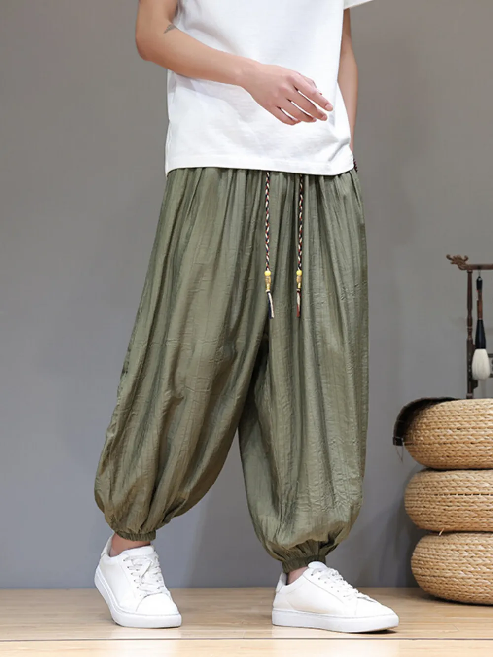Men's Plus Size Drawstring Loose Fit Joggers, image 2