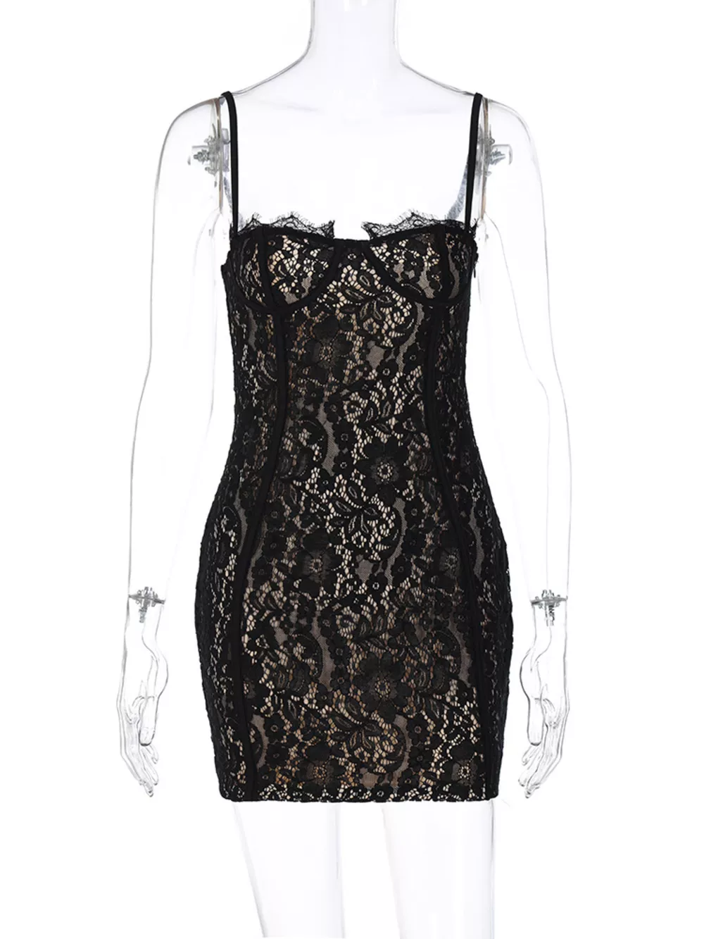 Lace Spaghetti Strap Mini Dress, image 6