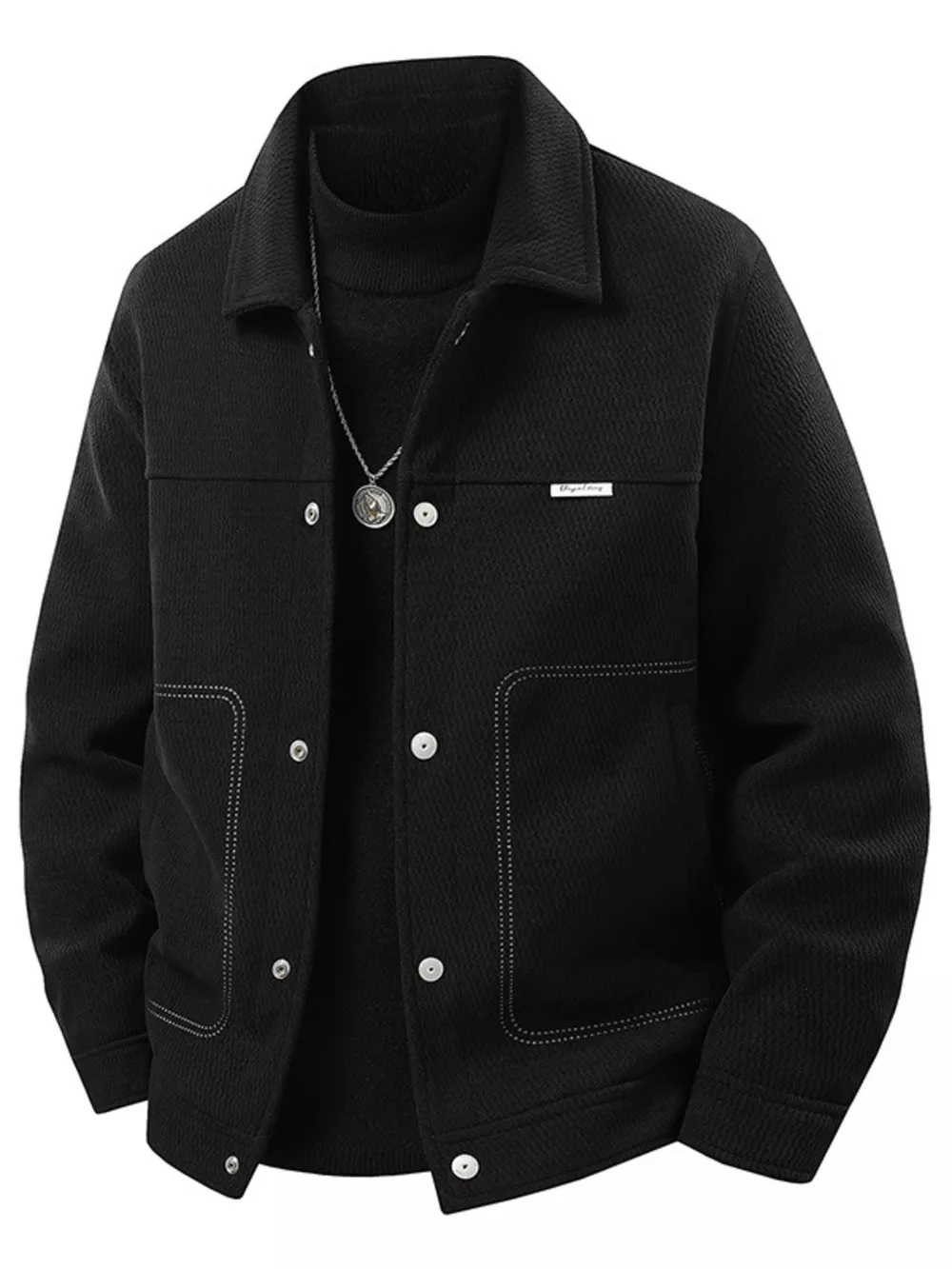 Men's Plus Size Snap Down Long Sleeve Jacket
