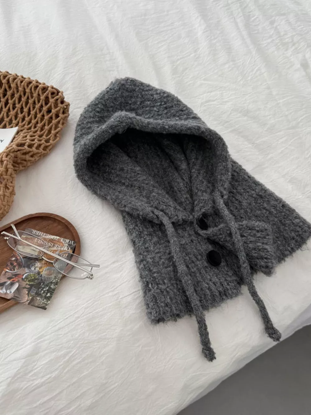 Cozy Knit Button Detail Hat, image 4