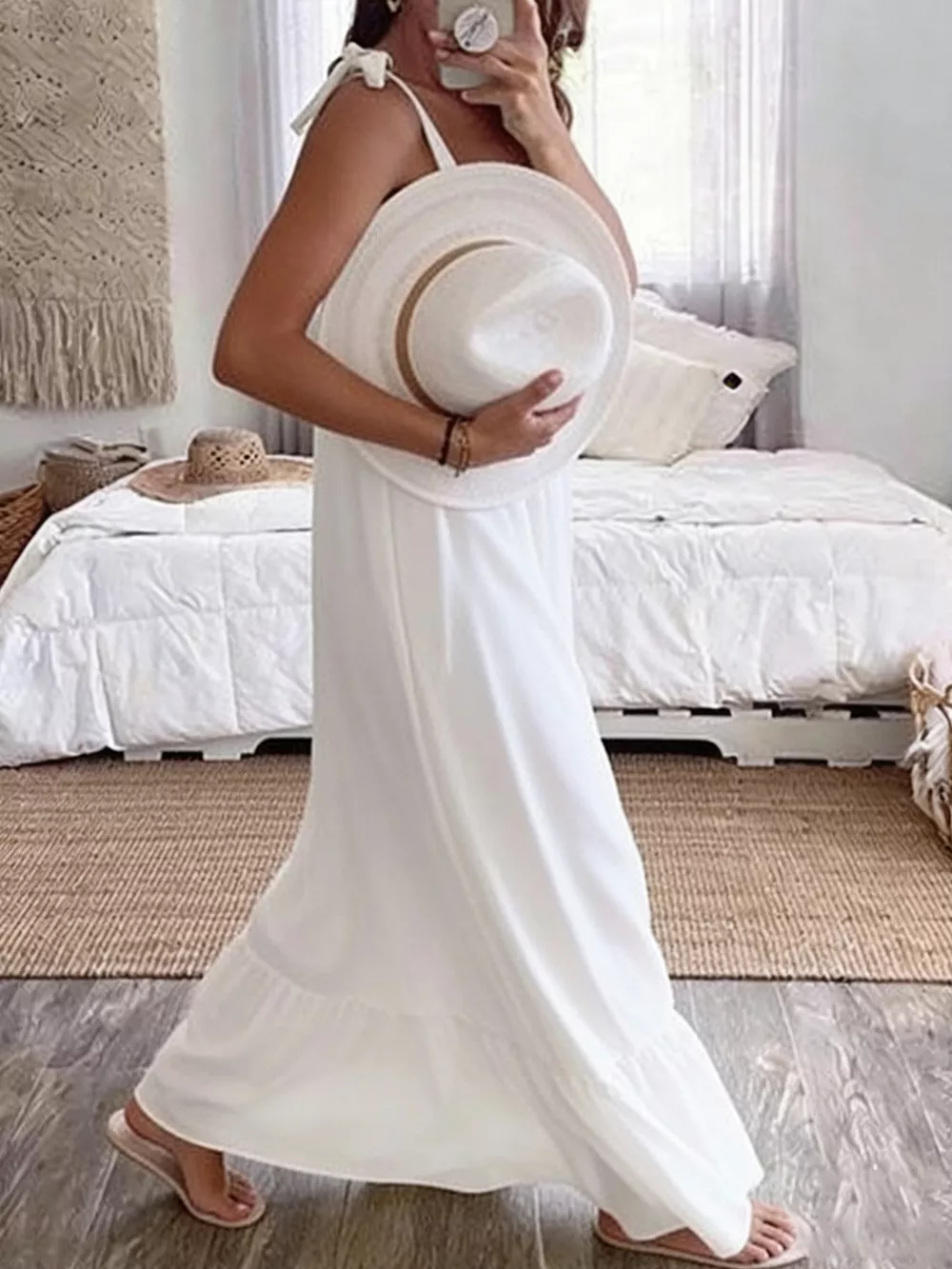 Sleeveless Tie Strap Flowy Maxi Dress, image 5