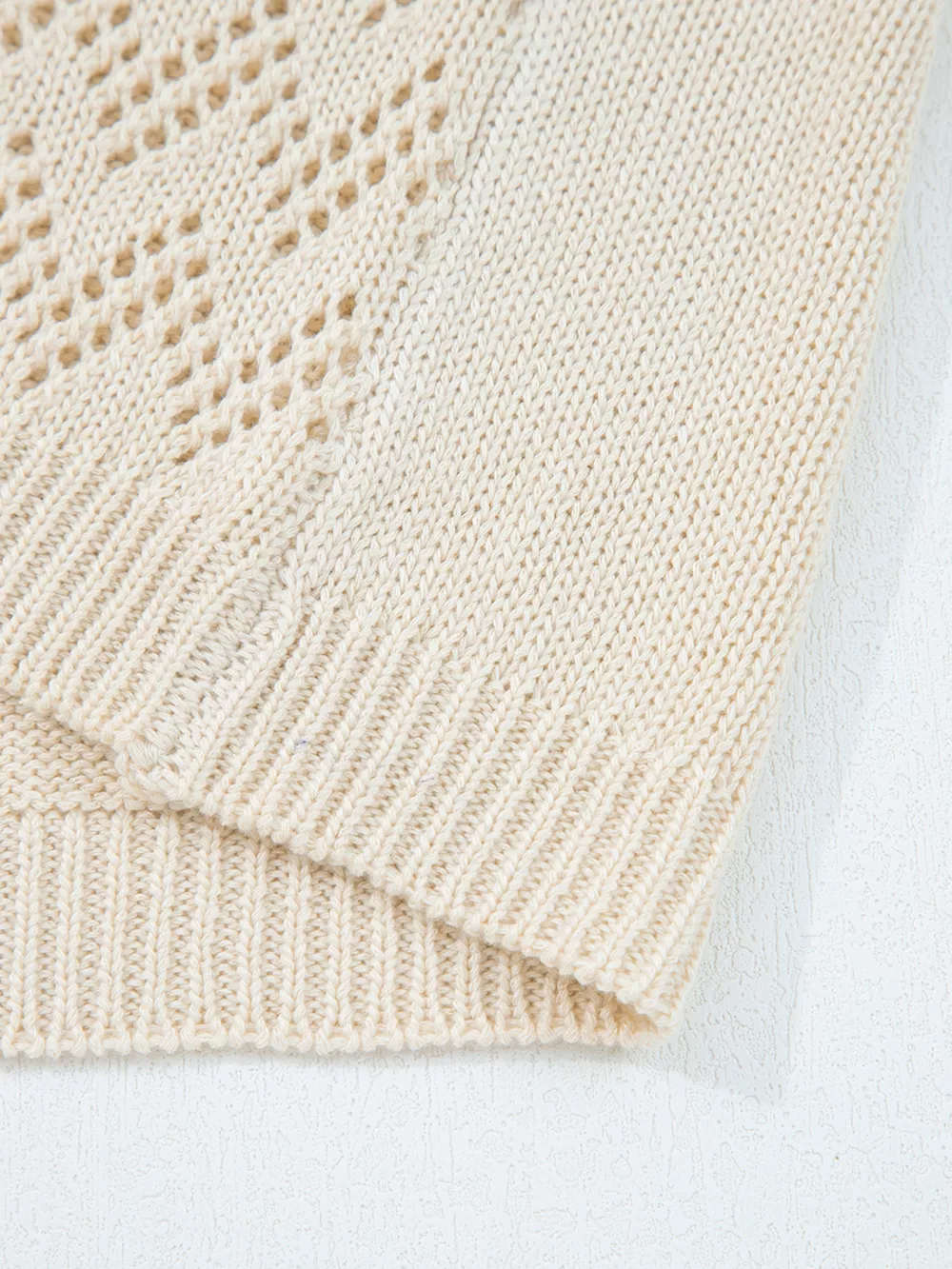 Hollowed Knit Open Front Cardigan, image 4