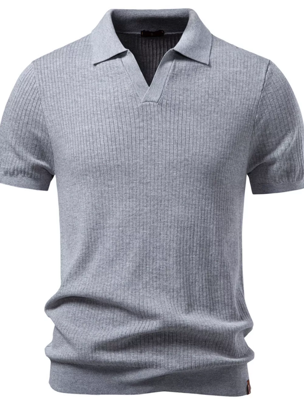 Men's Ribbed Knit Short Sleeve Polo, image 5