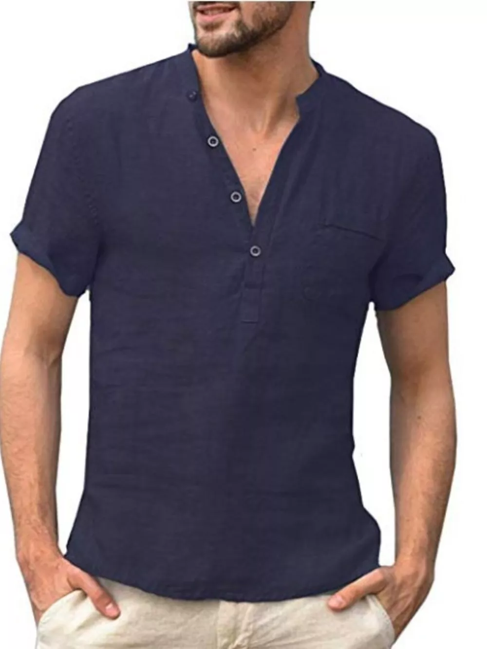 Men's Full Size Casual Solid Color Button Detail Shirt Plus Size, image 6