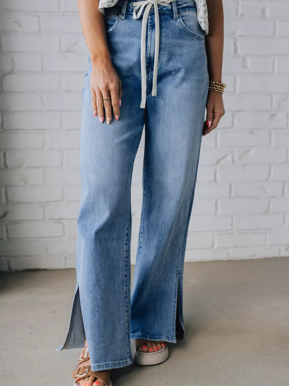 Slit Wide Leg Jeans, image 4