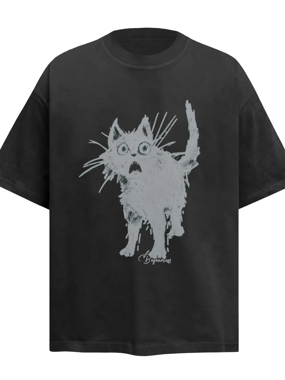 Men's Cat Graphic Short Sleeve Oversized T-Shirt