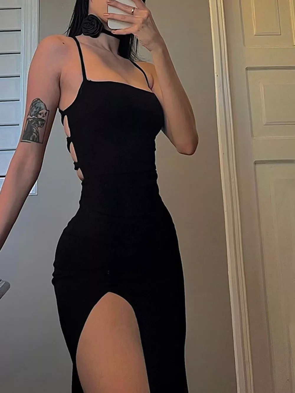 Tied High-Slit Bodycon Dress, image 2