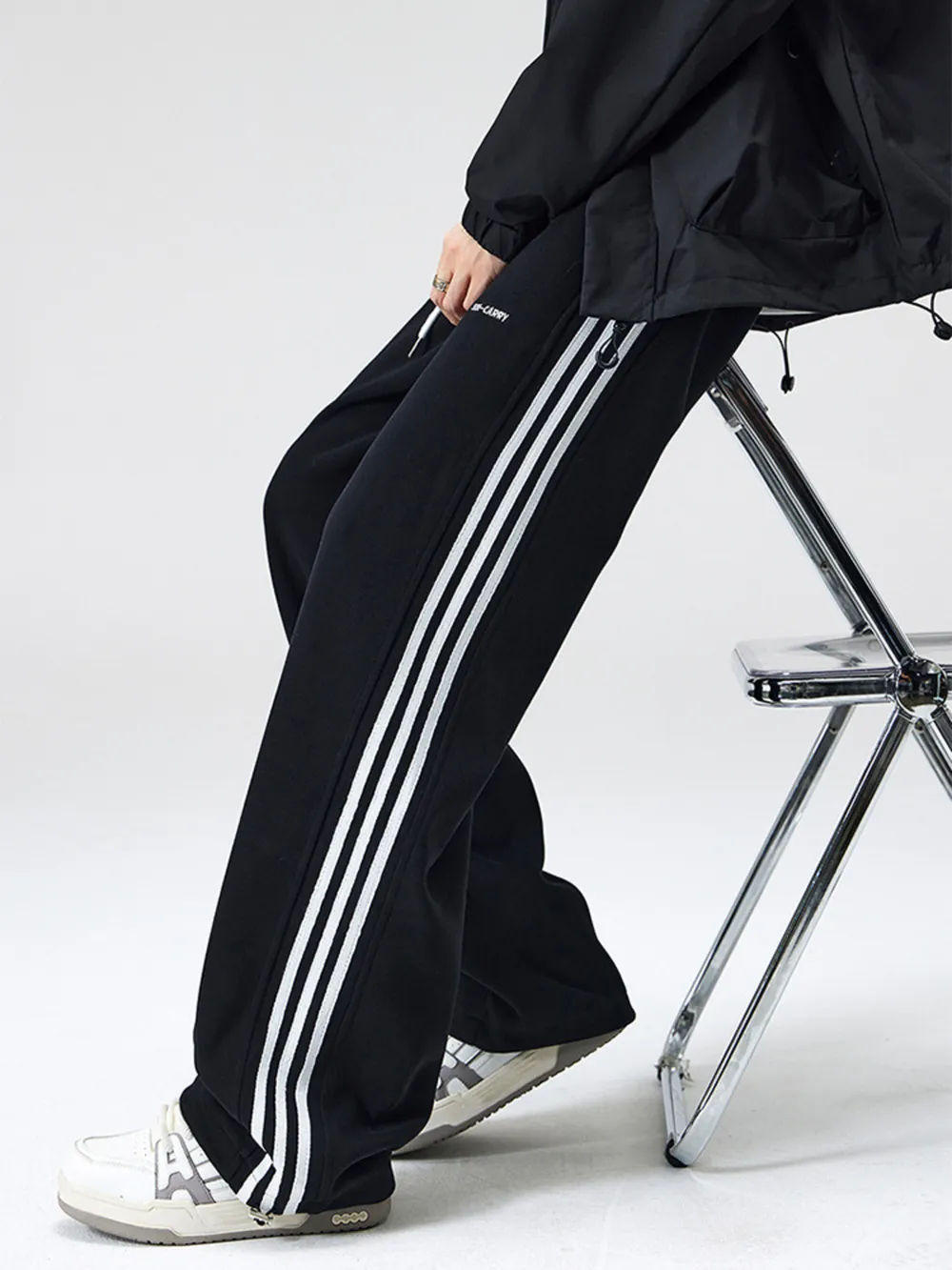 Men's Plus Size Drawstring Striped Wide Leg Pants, image 5