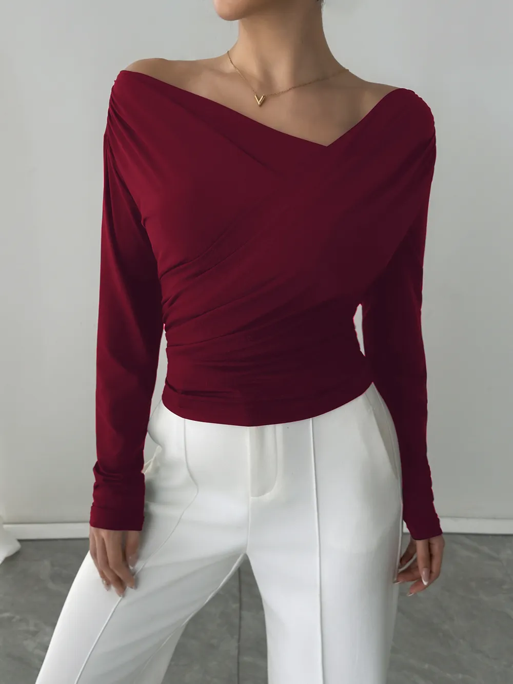 Asymmetrical Long Sleeve Blouse, image 2