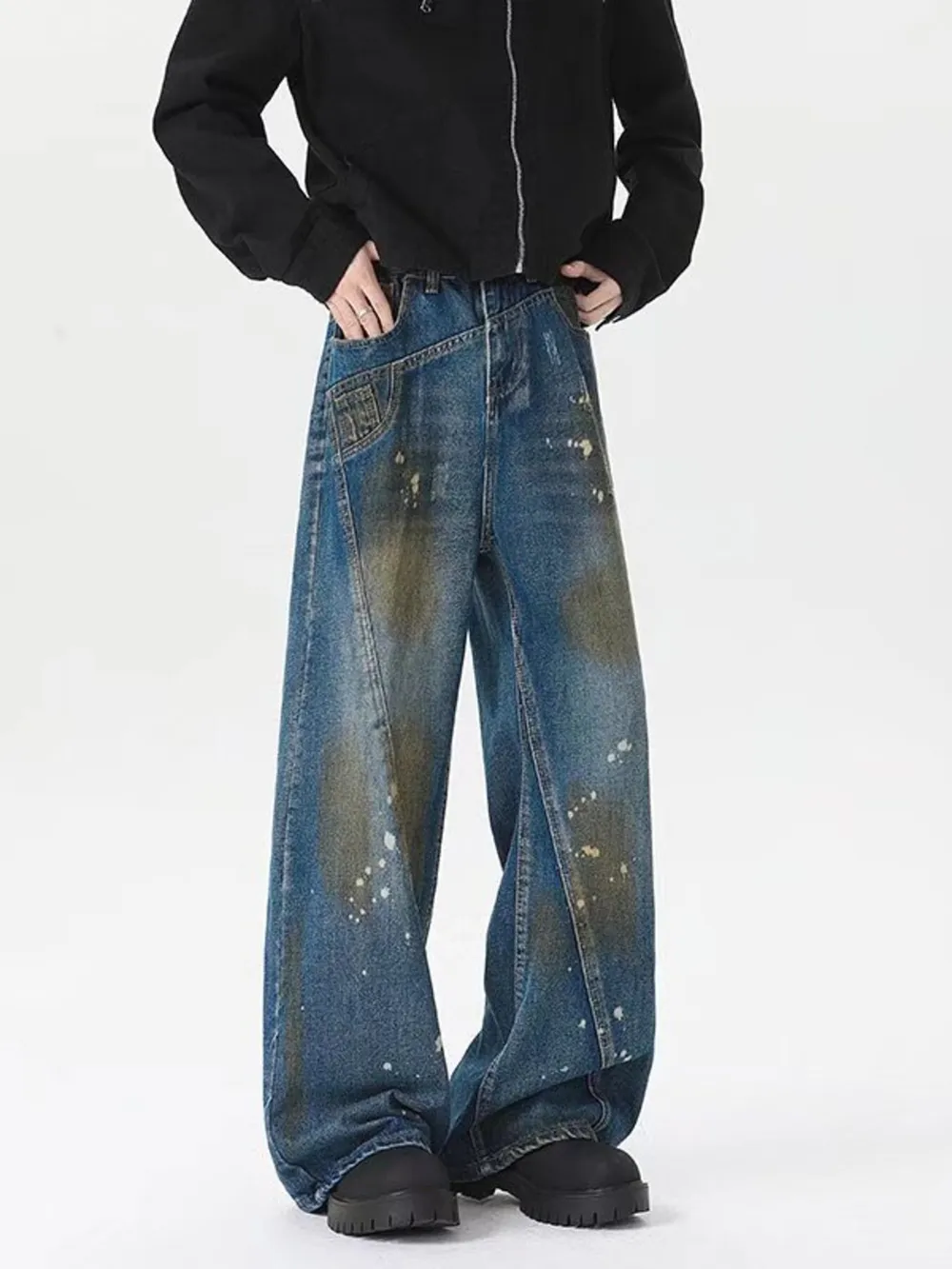 Men's Plus Size Wide Leg Jeans, image 2