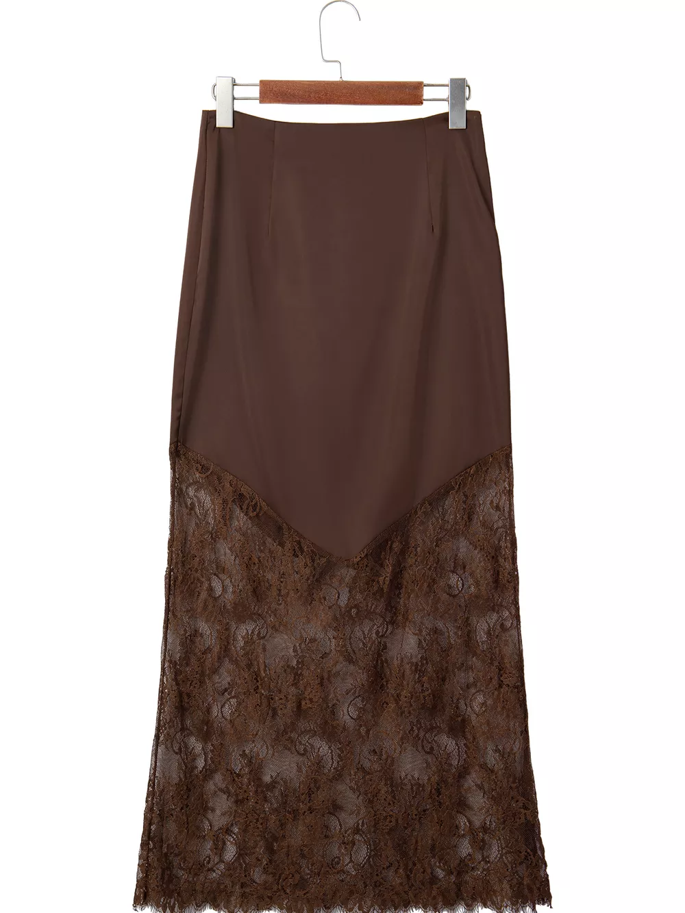 Lace Patchwork Hem Long Casual Shift Skirt, image 10