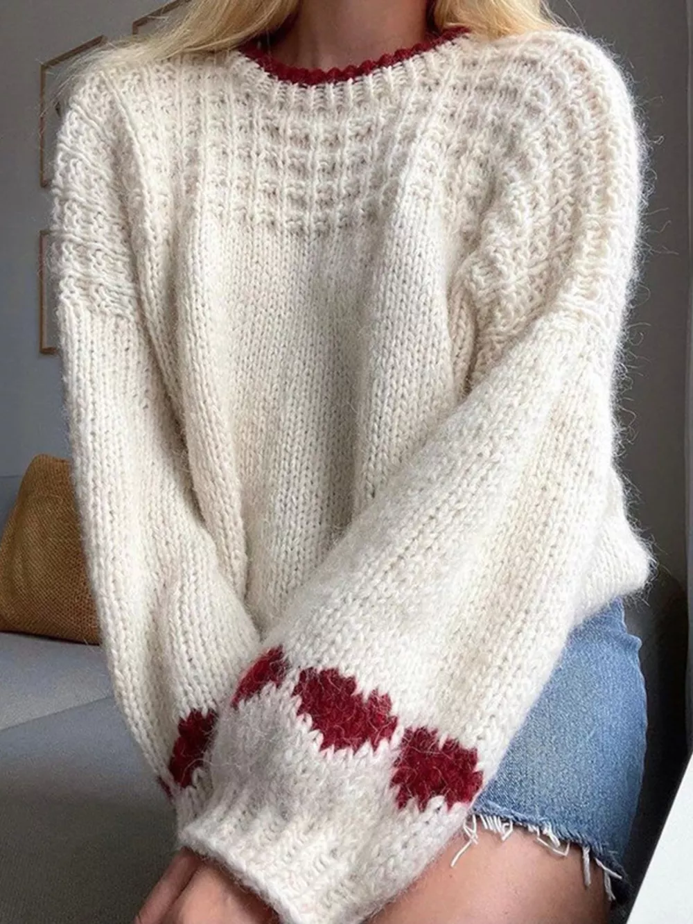 Contrast Trim Round Neck Sweater