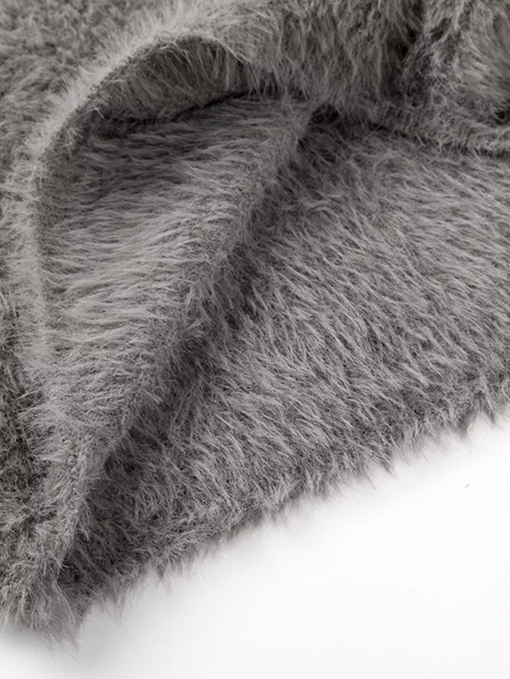 Fuzzy Round Neck Long Sleeve Sweater, image 7