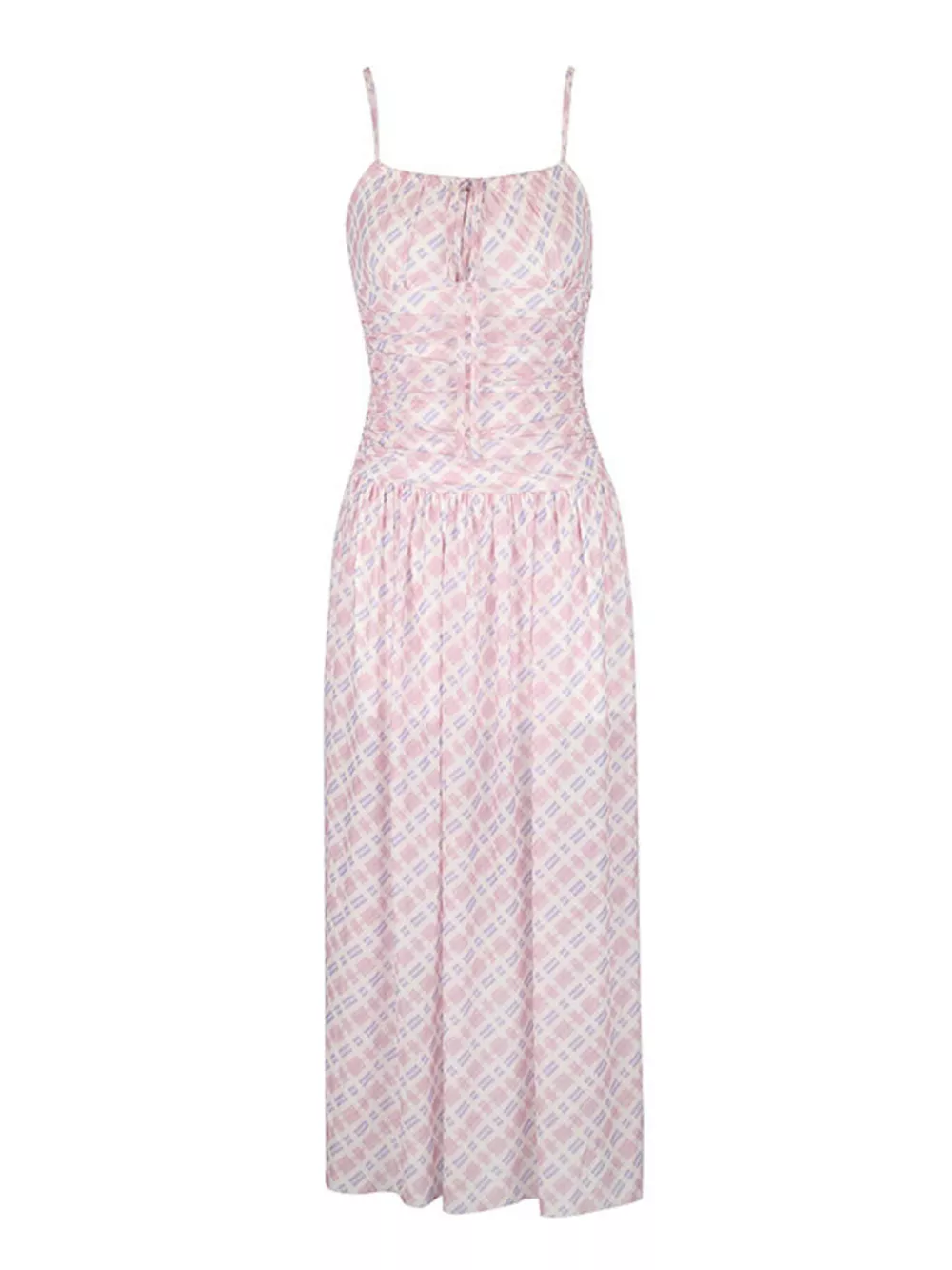 Plaid Spaghetti Strap Maxi Dress, image 4